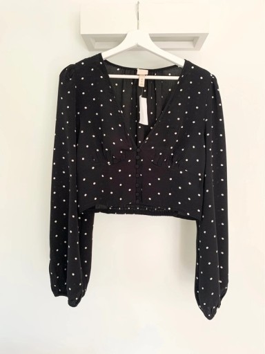 Zdjęcie oferty: bluzka crop top h&m trend w kropki czarna 