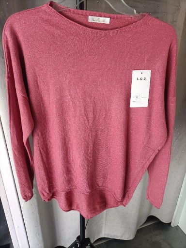 Zdjęcie oferty: Sweterek różowy ze srebrną nicią r. Uniwersalny 