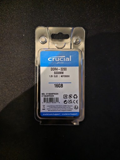 Zdjęcie oferty: Crucial 1x16GB DDR4 3200MHz CL22