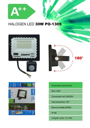 Zdjęcie oferty: Hurtowa sprzedaż Halogen LED 30W z czujnikiem A++