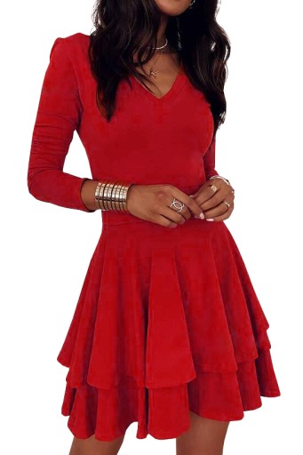 Zdjęcie oferty: Elegancka mini sukienka z dekoltem, czerwona
