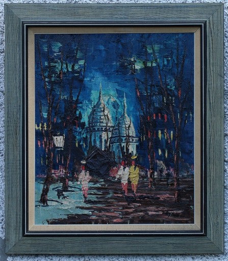 Zdjęcie oferty: Scena uliczna Paryża, obraz olejny