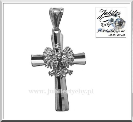 Zdjęcie oferty: Srebrny krzyżyk z orłem krzyż orzełek orzeł