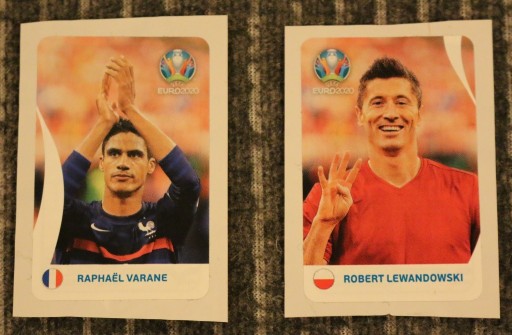 Zdjęcie oferty: Naklejki Lewandowski i Varane Panini Euro 2020