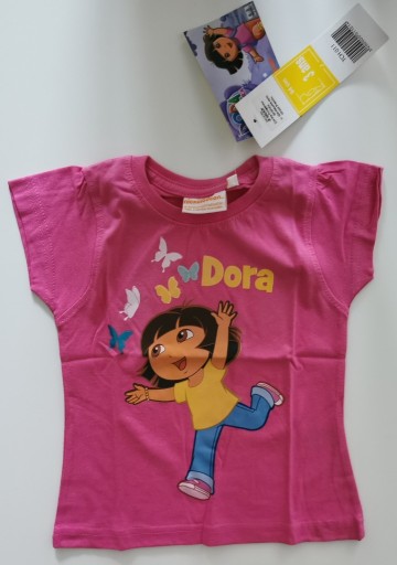 Zdjęcie oferty: T-shirt biały Dora róż dla dziewczynki 92,98,104