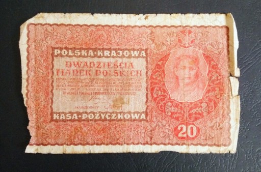 Zdjęcie oferty: Stary banknot Polska 20 marek polskich 1919 rok 