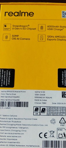 Zdjęcie oferty: Nowy telefon Realme 14 5G 12/256