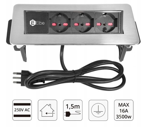 Zdjęcie oferty: Gniazdo listwa wpuszczana w blat nadblatowa Elbe EL4703-IT 3x 230V