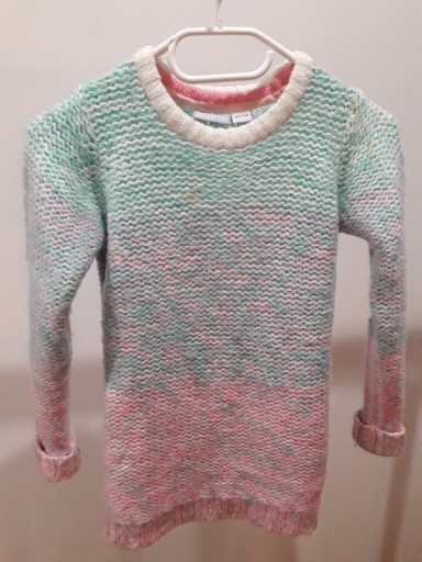 Zdjęcie oferty: Sweterek tunika 122-128 cm mietowy różowy 