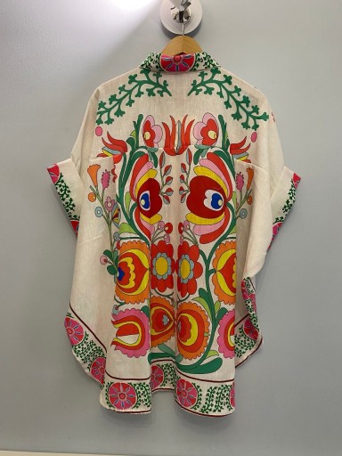 Zdjęcie oferty: Lniana koszula wzory folk boho oversize kolorowa