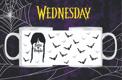 Zdjęcie oferty: KUBEK WEDNESDAY ADDAMS Z IMIENIEM NAPISEM ZDJĘCIEM