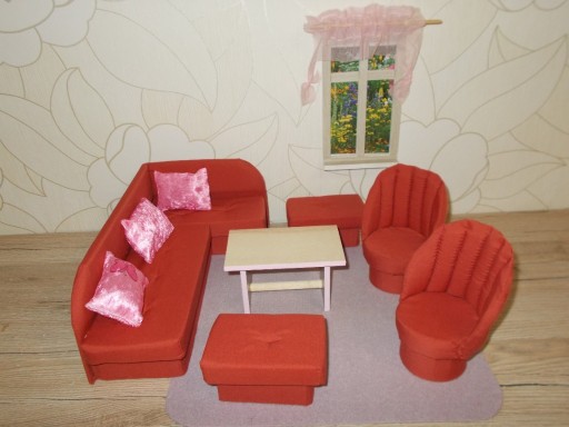 Zdjęcie oferty: mebelki dla lalek do salonu kanapa fotele stolik