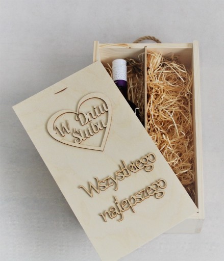 Zdjęcie oferty:  Skrzynka box prezentowy na wino z okazji wesela