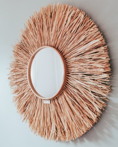 Zdjęcie oferty: Boho lustro z bambusową ramą 3D naturalna rafia 