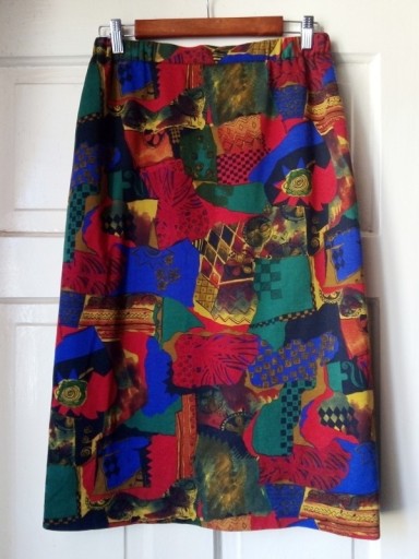 Zdjęcie oferty: kolorowa spódnica midi w abstrakcyjne wzory 80s