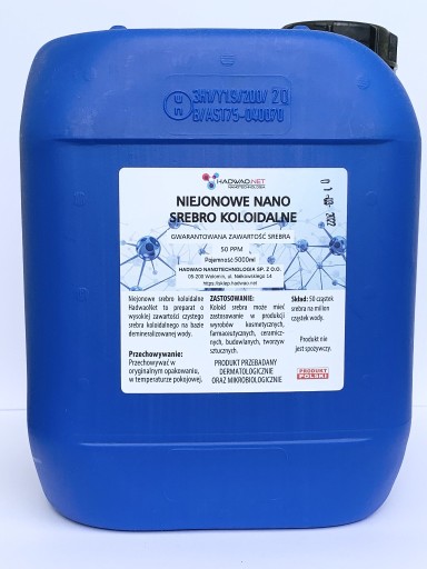 Zdjęcie oferty: Srebro koloidalne 50ppm 5l + 200ml gratis 