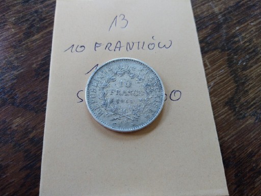 Zdjęcie oferty: Moneta srebrna 10 franków 1965