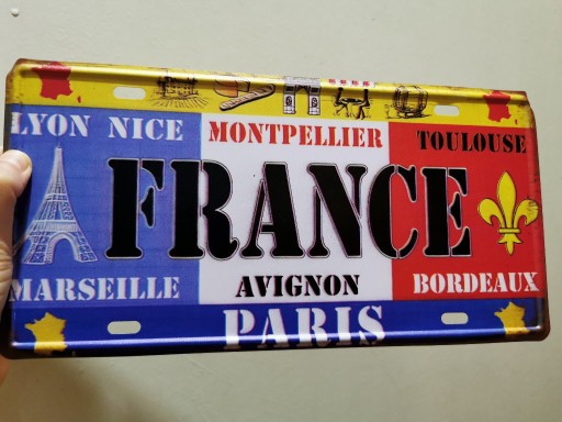 Zdjęcie oferty: Ozdobna tablica rejestracyjna Francja flaga