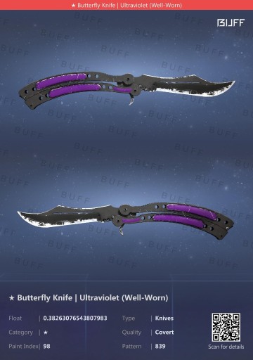 Zdjęcie oferty: Butterfly Knife - Ultraviolet |WW| csgo skins