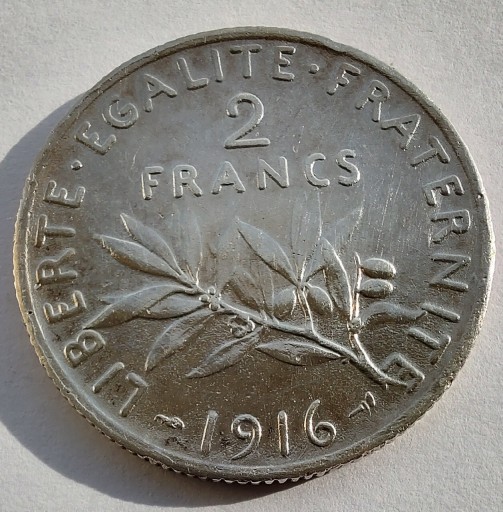 Zdjęcie oferty: FRANCJA 2 Francja 1916 srebro ŁADNA 