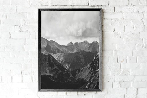 Zdjęcie oferty: Plakat/Obraz A3 ozdoby czarno biały "Góry"