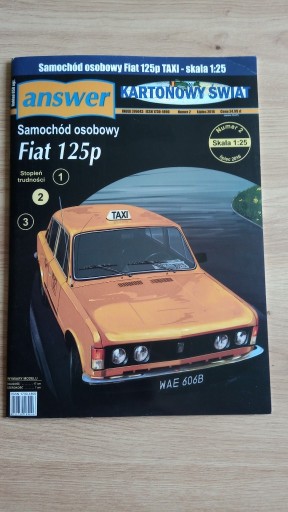 Zdjęcie oferty: Answer 2/16 - Samochód osobowy Fiat 125p TAXI 1:25