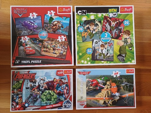 Zdjęcie oferty: Puzzle - zestaw 4 szt., Auta, Avengers i inne