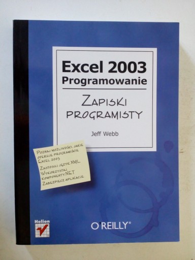 Zdjęcie oferty: Excel 2003. Programowanie. Zapiski programisty