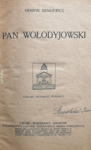 Zdjęcie oferty: Sienkiewicz Pan Wołodyjowski Z-d Ossolińskich