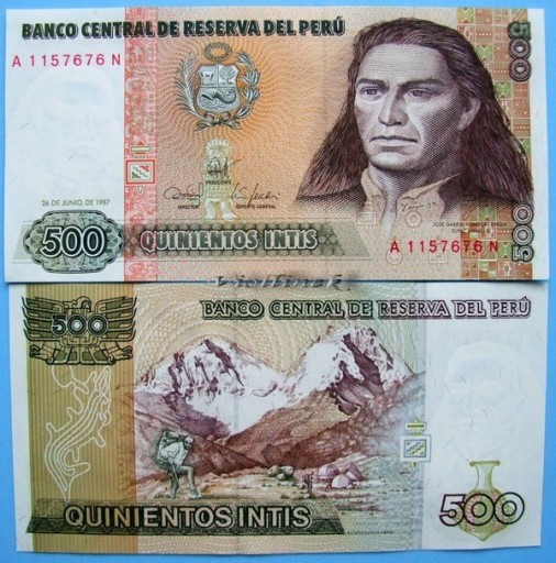 Zdjęcie oferty: PERU 500 INTIS 1987 UNC