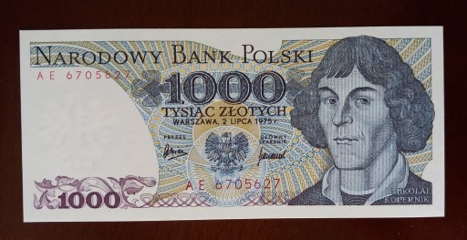 Zdjęcie oferty: 1000 zł złotych - 1975 r. seria AE - stan 1 UNC 