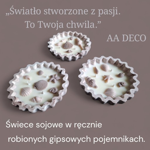 Zdjęcie oferty: Świeca sojowa w gipsowym pojemniku z falowanym brzegiem