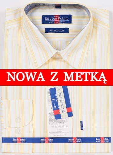 Zdjęcie oferty: Koszula męska biała w paski na długi rękaw kołnierzyk 40/41