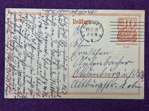 Zdjęcie oferty: 1 karta pocztowa  1921 r