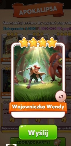 Zdjęcie oferty: Coin master karta Wojowniczka Wendy  W 5 minut!