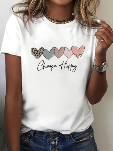 Zdjęcie oferty: T-shirt Z Nadrukiem Heart & Happy Letter