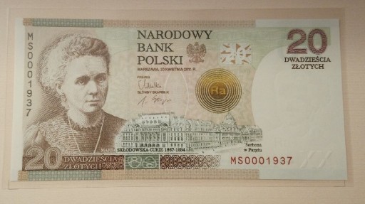 Zdjęcie oferty: Banknot Maria Skłodowska Curie 20 zł