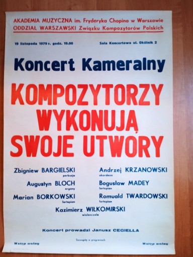 Zdjęcie oferty: Afisz-Akademia Muzyczna Warszawa 1979 r.