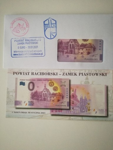 Zdjęcie oferty: Banknot 0 euro Powiat Raciborski -Zamek Piastowski