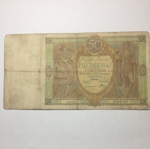 Zdjęcie oferty: Banknot50zł-1929,Znak w.z wiz.KazimierzaW.170x94