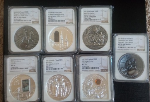 Zdjęcie oferty: Zestaw monet 50 zł w gradingu ngc ms 70 