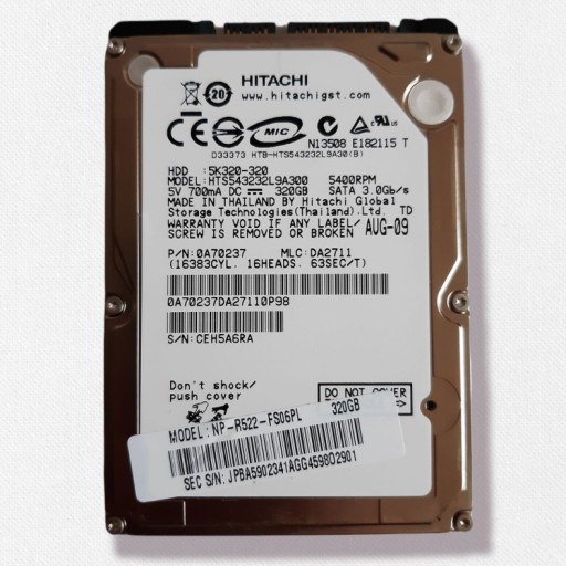 Zdjęcie oferty: Dysk HDD Hitachi SATA II 2,5" 320 GB do laptopa