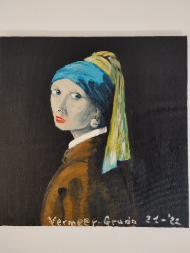 Zdjęcie oferty: Obraz Vermeer Dziewczyna z perłą, 60x60 olejny