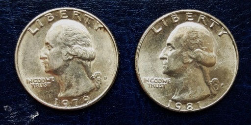 Zdjęcie oferty: 25 CENT--1979-D-- 25 CENT--1981 P--USA--- 2 MONETY