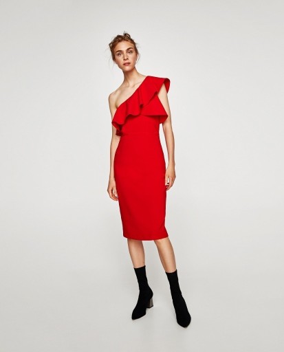 Zdjęcie oferty: Sukienka Zara Basic S 36 czerwona ołówkowa