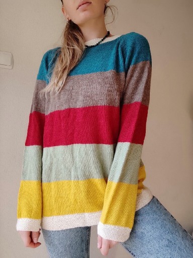 Zdjęcie oferty: Vintage sweterek w kolorowe pasy