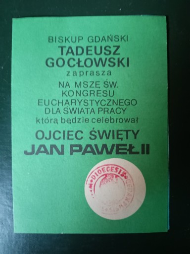 Zdjęcie oferty: PRL. Zaproszenie, wizyta JP II, Gdańsk 1987 rok.