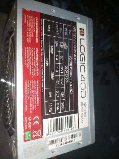 Zdjęcie oferty: Zasilacz Logic 400 ATX 2.2 COMPATIBLE 390W