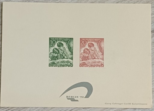 Zdjęcie oferty: Pamiątkowe karty Dzień znaczka  Berlin 1972
