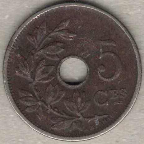 Zdjęcie oferty: Belgia 5 centymów centimes 1920 Q 19 mm nr 2